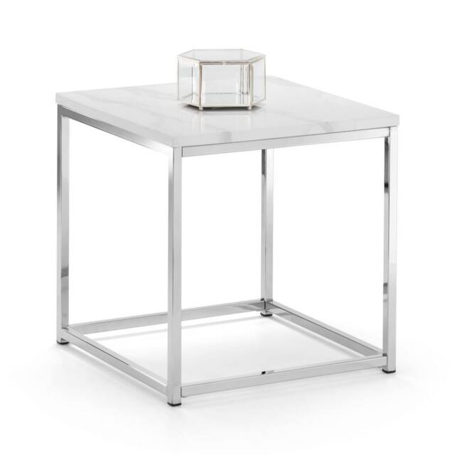 Cheshire Valenza White Marble Top Lamp Table in White Marble & Chrome - image 1