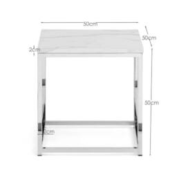 Cheshire Valenza White Marble Top Lamp Table in White Marble & Chrome - thumbnail 3