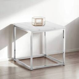 Cheshire Valenza White Marble Top Lamp Table in White Marble & Chrome - thumbnail 2