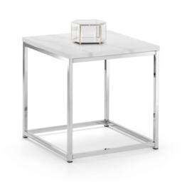 Cheshire Valenza White Marble Top Lamp Table in White Marble & Chrome