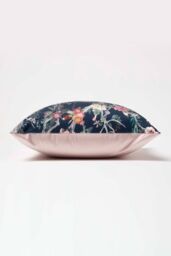 Homescapes Floral Garden Parrot Filled Velvet Cushion 46 x 46 cm in Navy - thumbnail 4