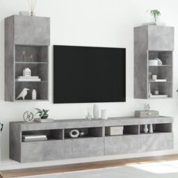 Berkfield Home TV Cabinets with LED Lights 2 pcs Concrete Grey 40.5x30x90 cm - thumbnail 1