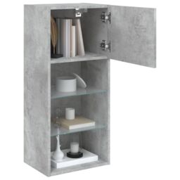 Berkfield Home TV Cabinets with LED Lights 2 pcs Concrete Grey 40.5x30x90 cm - thumbnail 5
