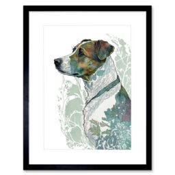 "Artery8 Wall Art Print Jack Russell Dog Modern Watercolour Portrait Artwork Framed 9X7 Inch in Black - Size: W7"" x H9""" - thumbnail 1