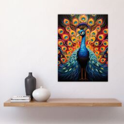 Artery8 Peacock Bird With Bright Vivid Feathers Yellow Red Blue Bold Portrait Artwork Large Wall Unframed Art Poster Print Thick Paper 18X24 Inch - thumbnail 4