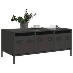 Berkfield Home Coffee Table Black 101.5x50x43.5 cm Cold-rolled Steel - thumbnail 4