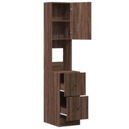 Berkfield Home Kitchen Cabinet Brown Oak 35x50x180 cm Engineered Wood - Size: 35 x 50 x 180 cm - thumbnail 7