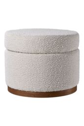 H&O Direct Beige Round Storage Ottoman - thumbnail 4