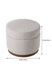 H&O Direct Beige Round Storage Ottoman - thumbnail 3