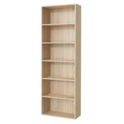 Kelvenix 6-Tier Beige Bookshelf with Shelving Unit for Living Room Storage - thumbnail 1