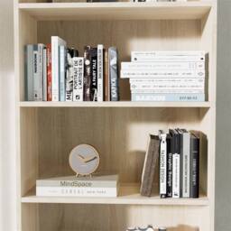 Kelvenix 6-Tier Beige Bookshelf with Shelving Unit for Living Room Storage - thumbnail 4