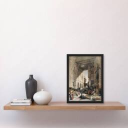 Artery8 David Roberts Framed Wall Art Print Silk Mercer Bazaar El Ghatreshyeh in Brown - Size: A4 - thumbnail 2