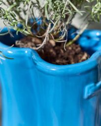 Dibor Small Blue Wellington Outdoor Planter Ceramic Indoor Outdoor Flower Pot Garden Planters H17 x W15cm - thumbnail 3