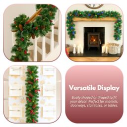 Marco Paul Christmas Artificial Garland Decoration Snow Dusted LED 9ft in Green - thumbnail 6