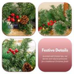 Marco Paul Christmas Artificial Garland Decoration Snow Dusted LED 9ft in Green - thumbnail 8