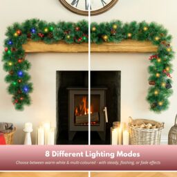 Marco Paul Christmas Artificial Garland Decoration Snow Dusted LED 9ft in Green - thumbnail 5