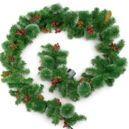 Marco Paul Christmas Artificial Garland Decoration Snow Dusted LED 9ft in Green - thumbnail 3