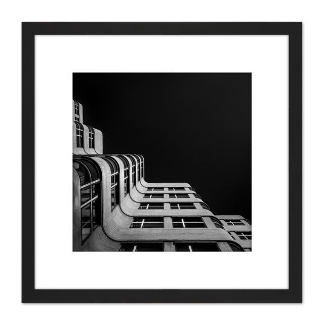 Artery8 Warby ShellHaus Berlin Germany Architecture Photo 8X8 Inch Square Wooden Framed Wall Art Print Picture with Mount in Black - image 1