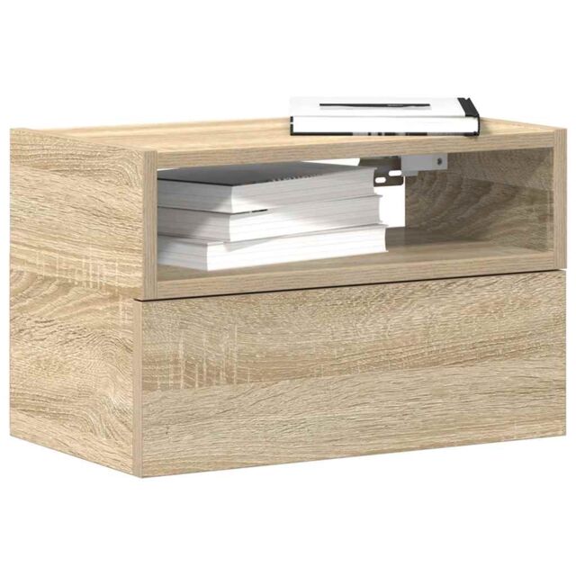 Berkfield Home Wall-mounted Bedside Cabinet Sonoma Oak 45x26x28.5 cm in Brown - image 1