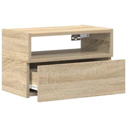 Berkfield Home Wall-mounted Bedside Cabinet Sonoma Oak 45x26x28.5 cm in Brown - thumbnail 5