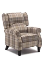 More4Homes Eaton Wing Back Fireside Checkered Fabric Pushback Recliner Chair in Beige - thumbnail 2