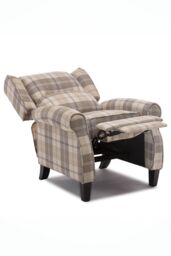 More4Homes Eaton Wing Back Fireside Checkered Fabric Pushback Recliner Chair in Beige - thumbnail 4