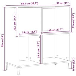 Berkfield Home Record Cabinet Black Oak 84, 5x38x89 cm Engineered Wood - Size: 5 x 38 x 89 cm - thumbnail 7