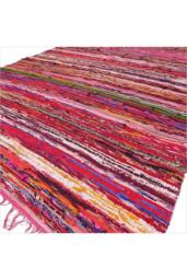 KDMD Red Luxury Rag Rug 150x90cm - Cozy, Vibrant Home Decor - Size: Medium
