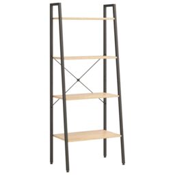 Berkfield Home 4-Tier Standing Shelf Light Brown & Black 56x35x140 cm - Size: 56 x 35 x 140 cm - thumbnail 2