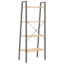 Berkfield Home 4-Tier Standing Shelf Light Brown & Black 56x35x140 cm - Size: 56 x 35 x 140 cm - thumbnail 5