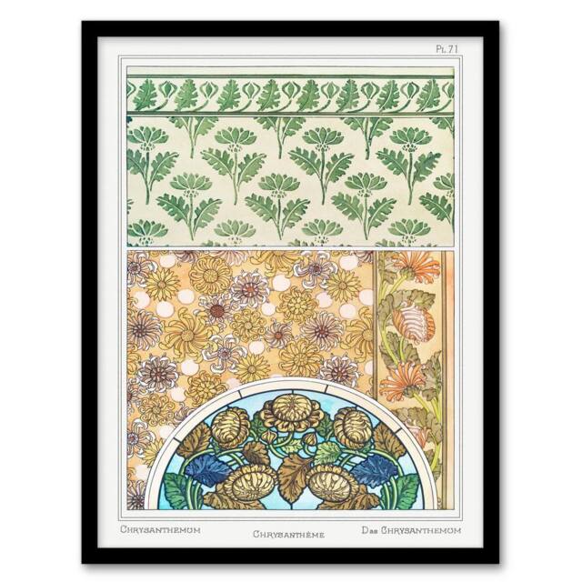Artery8 Maurice Pillard Verneuil Framed Wall Art Ornamental Chrysanthemum - Size: A4 - image 1