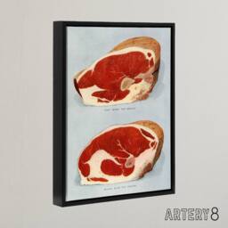 "Artery8 Beef Sirloins Illustration Vintage Black Framed Canvas Wall Art in Blue - Size: W12"" x H16""" - thumbnail 2