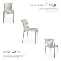 tectake Garden chairs Alcudia - durable, stackable & weather-resistant in Taupe - Size: 2 Seater - thumbnail 3