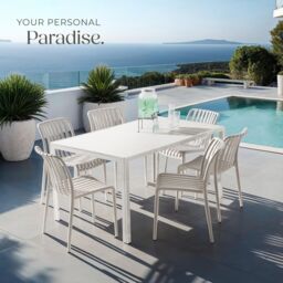 tectake Garden chairs Alcudia - durable, stackable & weather-resistant in Taupe - Size: 2 Seater - thumbnail 8