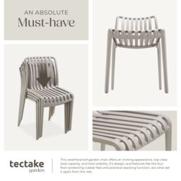 tectake Garden chairs Alcudia - durable, stackable & weather-resistant in Taupe - Size: 2 Seater - thumbnail 5