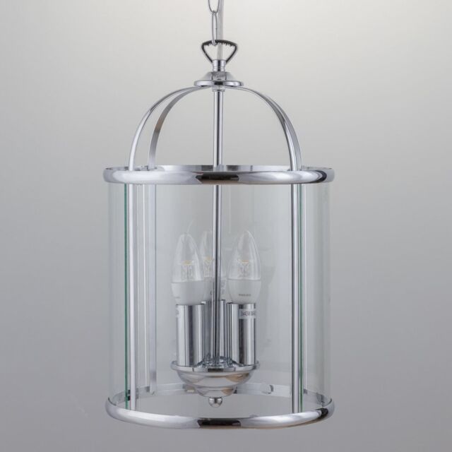 First Choice Lighting Polished Chrome 3 Light Lantern Style Pendant in Silver - image 1