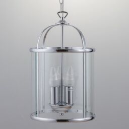 First Choice Lighting Polished Chrome 3 Light Lantern Style Pendant in Silver