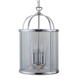 First Choice Lighting Polished Chrome 3 Light Lantern Style Pendant in Silver - thumbnail 2