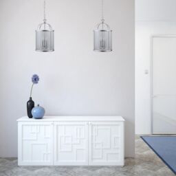 First Choice Lighting Polished Chrome 3 Light Lantern Style Pendant in Silver - thumbnail 6