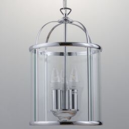 First Choice Lighting Polished Chrome 3 Light Lantern Style Pendant in Silver - thumbnail 3