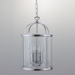 First Choice Lighting Polished Chrome 3 Light Lantern Style Pendant in Silver - thumbnail 4