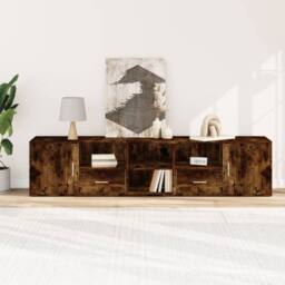 Berkfield Home Corner Cabinet Smoked Oak 200x40x45 cm Engineered Wood in Brown - Size: 200 x 40 x 45 cm - thumbnail 3