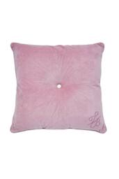 Ted Baker 'TB Branded' Cotton Velvet Button Cushion in Pink - Size: 50 cm x 50 cm