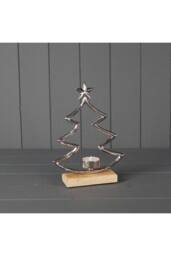 KDMD Silver Metal Tree Tealight Holder - thumbnail 2