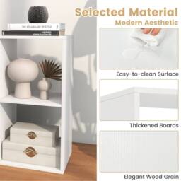 Gymax 4-Cube Bookcase 2-tier Bookshelf Open-back Organizer with Anti-tipping in White - thumbnail 4