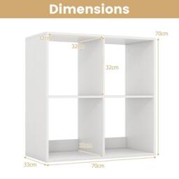 Gymax 4-Cube Bookcase 2-tier Bookshelf Open-back Organizer with Anti-tipping in White - thumbnail 2