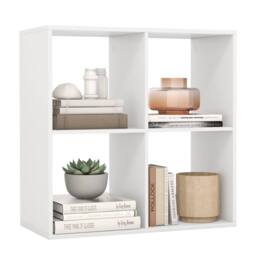 Gymax 4-Cube Bookcase 2-tier Bookshelf Open-back Organizer with Anti-tipping in White - thumbnail 1