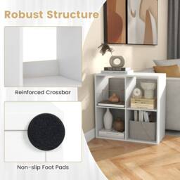 Gymax 4-Cube Bookcase 2-tier Bookshelf Open-back Organizer with Anti-tipping in White - thumbnail 6