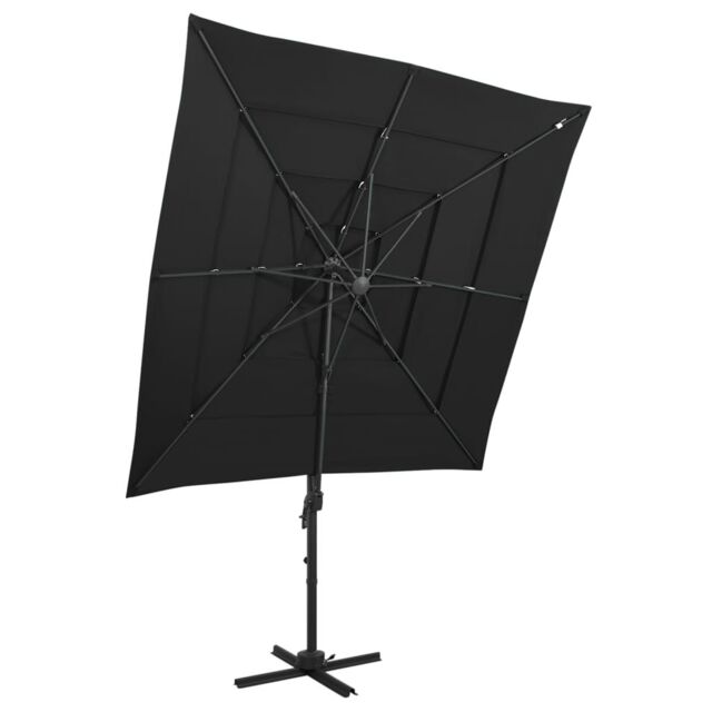 Berkfield Home 4-Tier Parasol with Aluminium Pole Black 250x250 cm - image 1