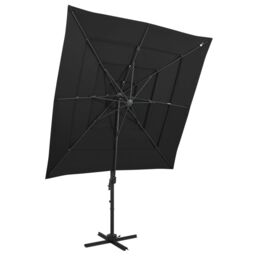 Berkfield Home 4-Tier Parasol with Aluminium Pole Black 250x250 cm - thumbnail 1